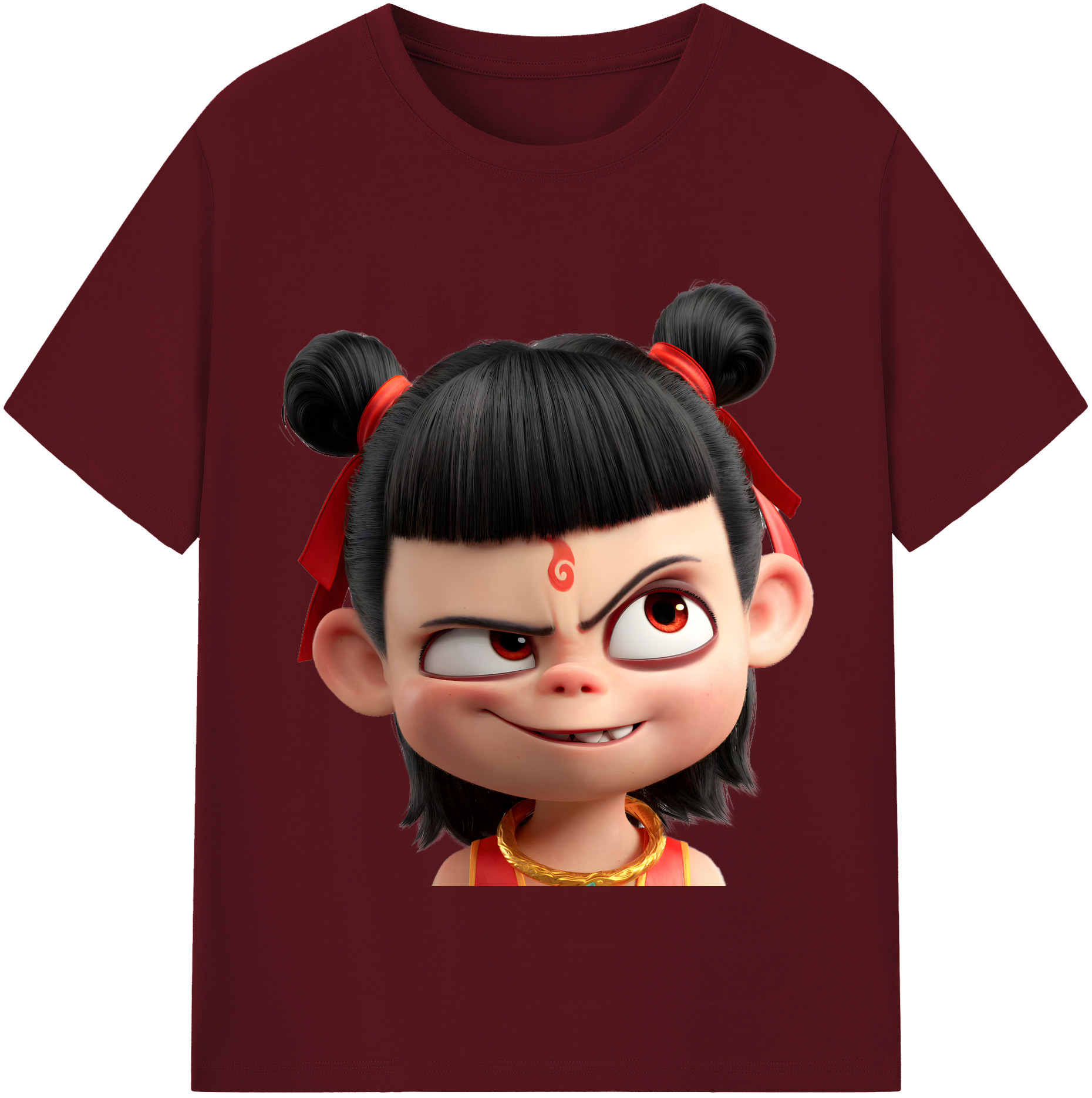 （画像用） Ne Zha 2 ナタ 魔童の大暴れ 綿100％半袖Tシャツ（フロントプリント）